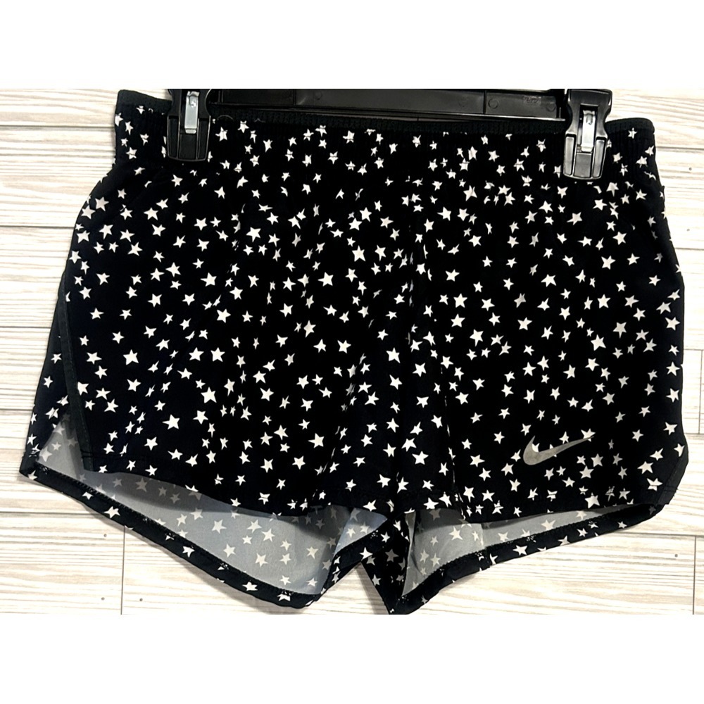 EC Ladies Nike Dri-Fit DR1517 Black/White Stars Print Run Train Gym Shorts Small - Picture 5 of 8